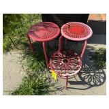 Red plant stands/tables (3)