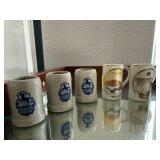 Stoneware, souvenir stein shot glasses