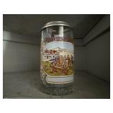 German glass beer stein