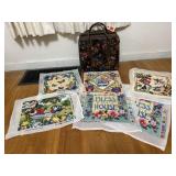 Floral bag, needlepoint squares