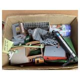 Toy trains, track, village, accessories