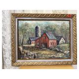 "Iowa Farm" framed canvas painting