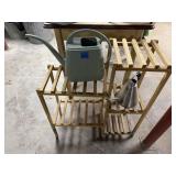 Plant stand, watering cans (2)