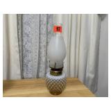 Hobnail milk glass kerosone lamp