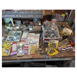 Hardware assortment, screws, hinges, hose clamps