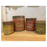 Vintage dry goods canisters (4)