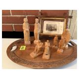 Wood carving collection, picture, tray