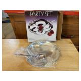 Silver plate dish, spoon party set