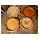 Carved wood plates (4)