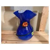 Cobalt blue blown glass vase