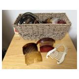 Basket of hair combs, clips