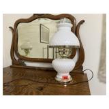 Hobnail milk glass table lamp