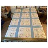 Quilt, antique hand embroidered and quilted