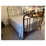 Brass bed, frame, headboard, footboard, mattress,