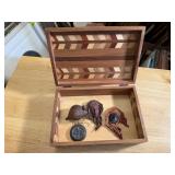 Wood inlay jewelry box, trinket included