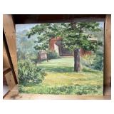 "Covered Bridge Easter Lake" painting
