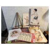 Easels, reading cards, stencil set