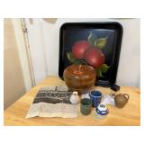 Apple jar, wooden jar, pottery miniatures