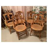 Caned hip hugger dining chairs (6)