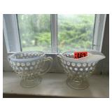 Hobnail Moonstone cream & sugar
