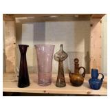 Assorted blown glassware