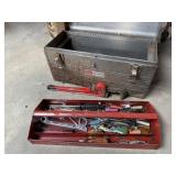 Toolbox, contents included, pipe wrench, sockets