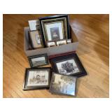 Box of black & white framed photographs