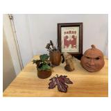 Fall decorations, stained glass leaf, picture