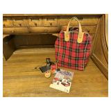 Picnic tote, stamp, Coca Coca tin, book