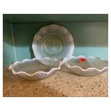 Hobnail Moonstone dishes, bowls, plate