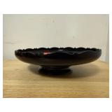 Black Amethyst glass low pedestal dish