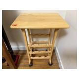 Pine rolling wine cart