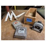 Cheese box, tape measures