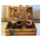 Carnival wood carvings, cigar box