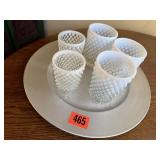 Charger, Hobnail Moonstone glasses