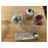 Easter lot, egg plate, eggs, bunny spoon
