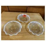 Hobnail Moonstone fluted bowls (3)