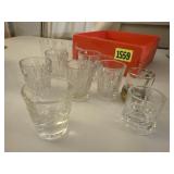 Crystal, assorted shot glasses