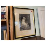 Shabby chic black & white framed portrait