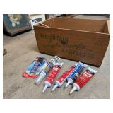 Fruit crate, adhesives, caulk