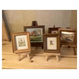 Miniature paintings on easels (5)