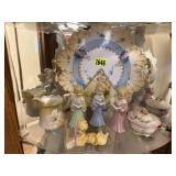 Antique plate, figurines, dishes