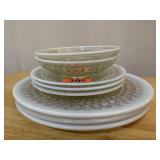 Hobnail Moonstone plates, bowls