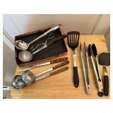 Kitchen utensils, tongs, spatulas