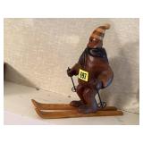 Skier wood carving