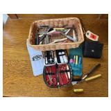Basket of manicure sets, beauty aids