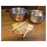 Stainless bowls, thermometers