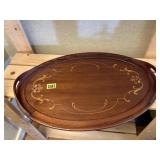 Wood inlay serving tray