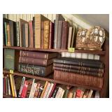 Shelf of books, antique dictionary, Shakespeare
