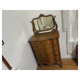 Highboy serpentine dresser with attached mirror
